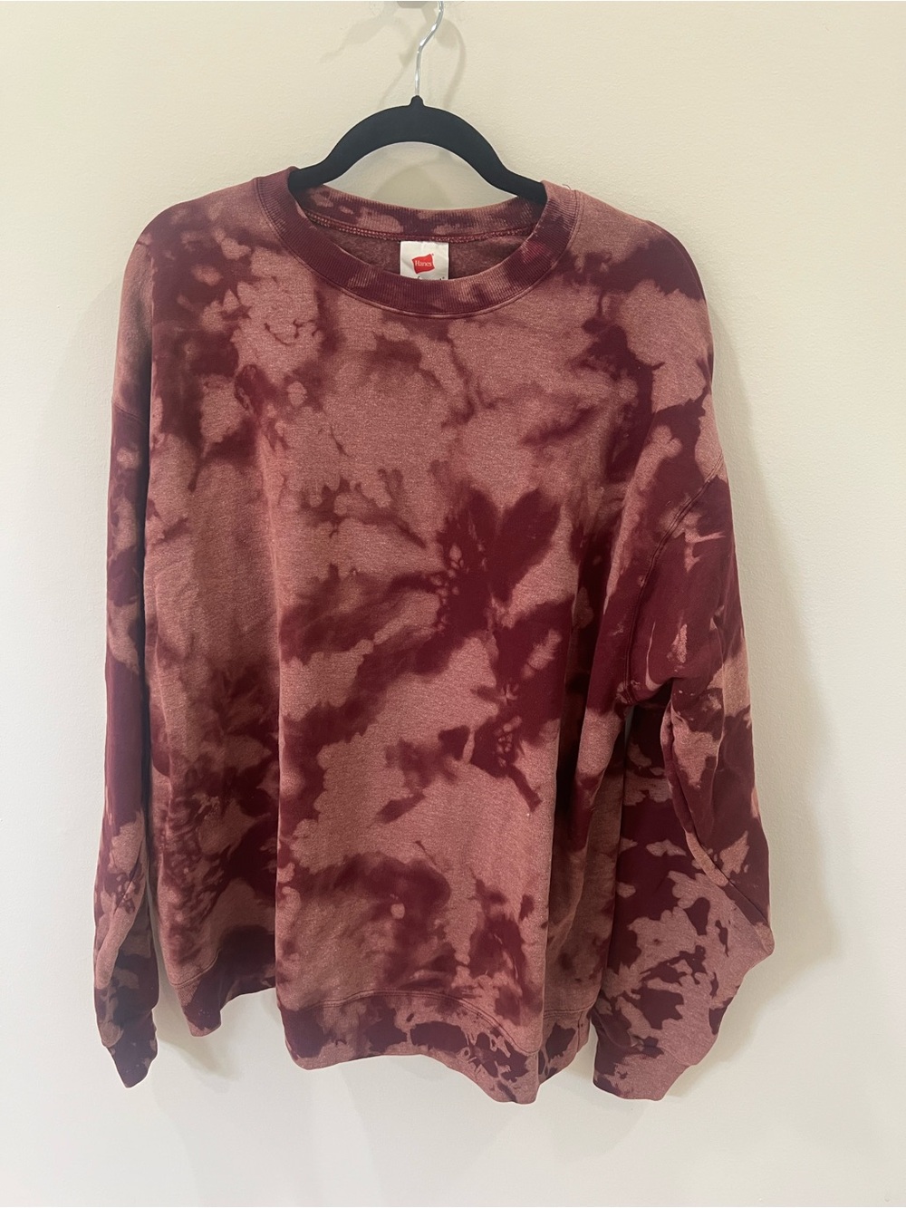 Hanes Tie-Dye Crewneck Sweater - Maroon